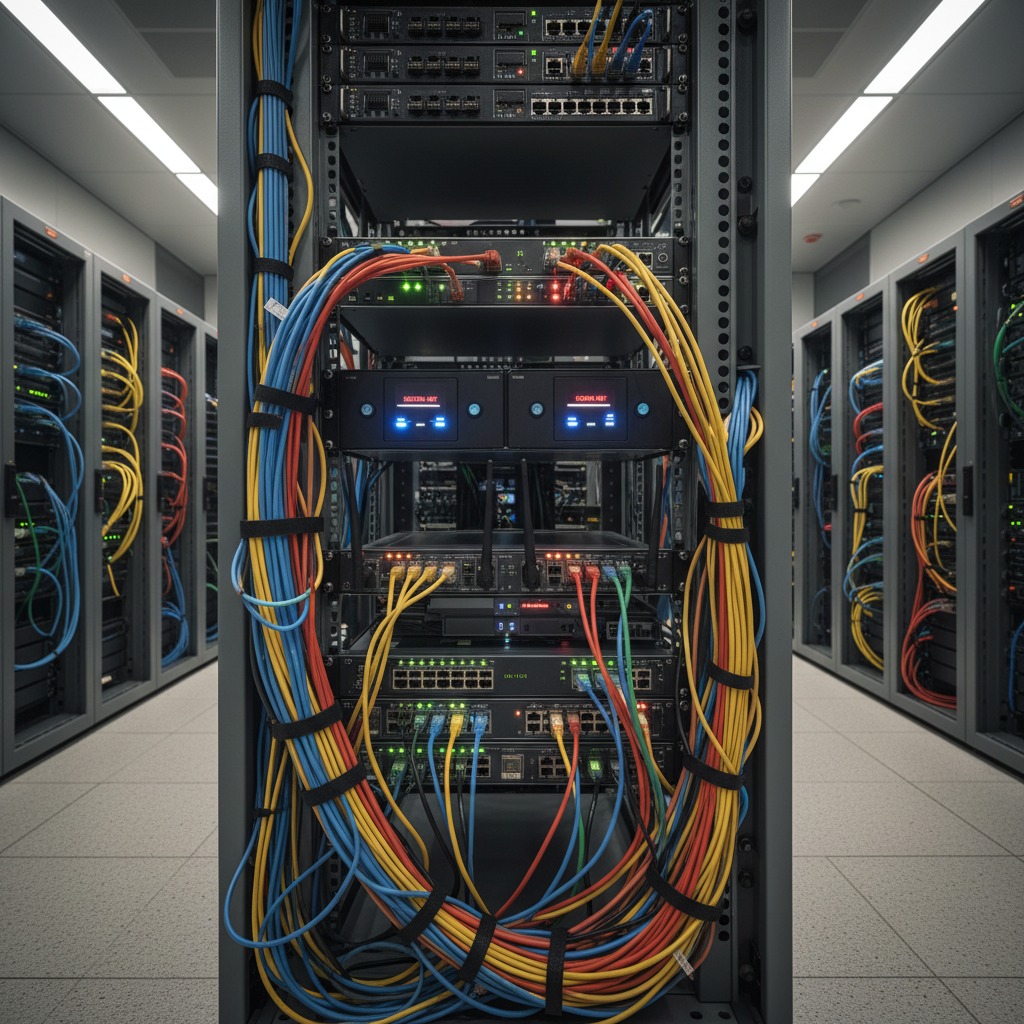 Network security including network cables, switches, routers, servers