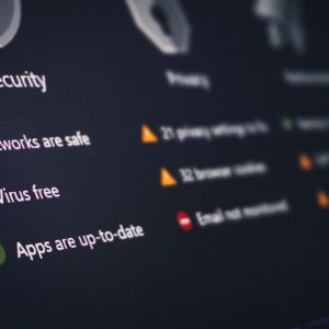 A security and privacy dashboard with its status.